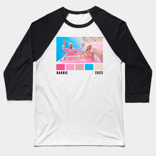 Barbie Movie 2023 Color Palette Baseball T-Shirt by AEndromeda